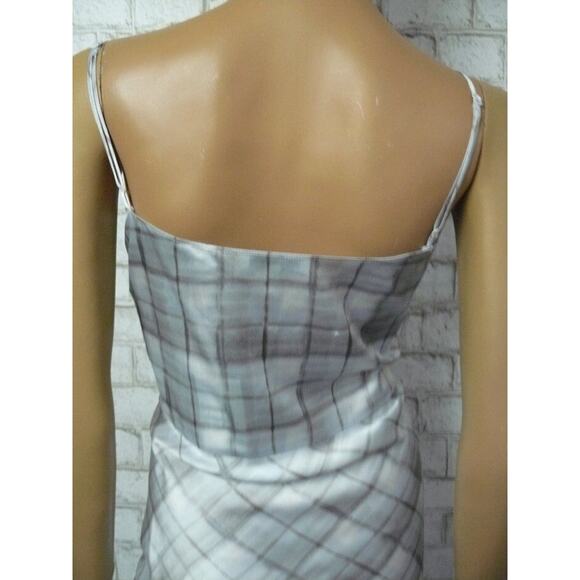 $345 Vince Powder Blue Hazy Plaid Cowl Neck Satin Slip Dress 12 NEW - Picture 11 of 12